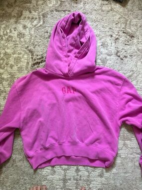 GAP Hot Pink Hooded Cropped Sweatshirt